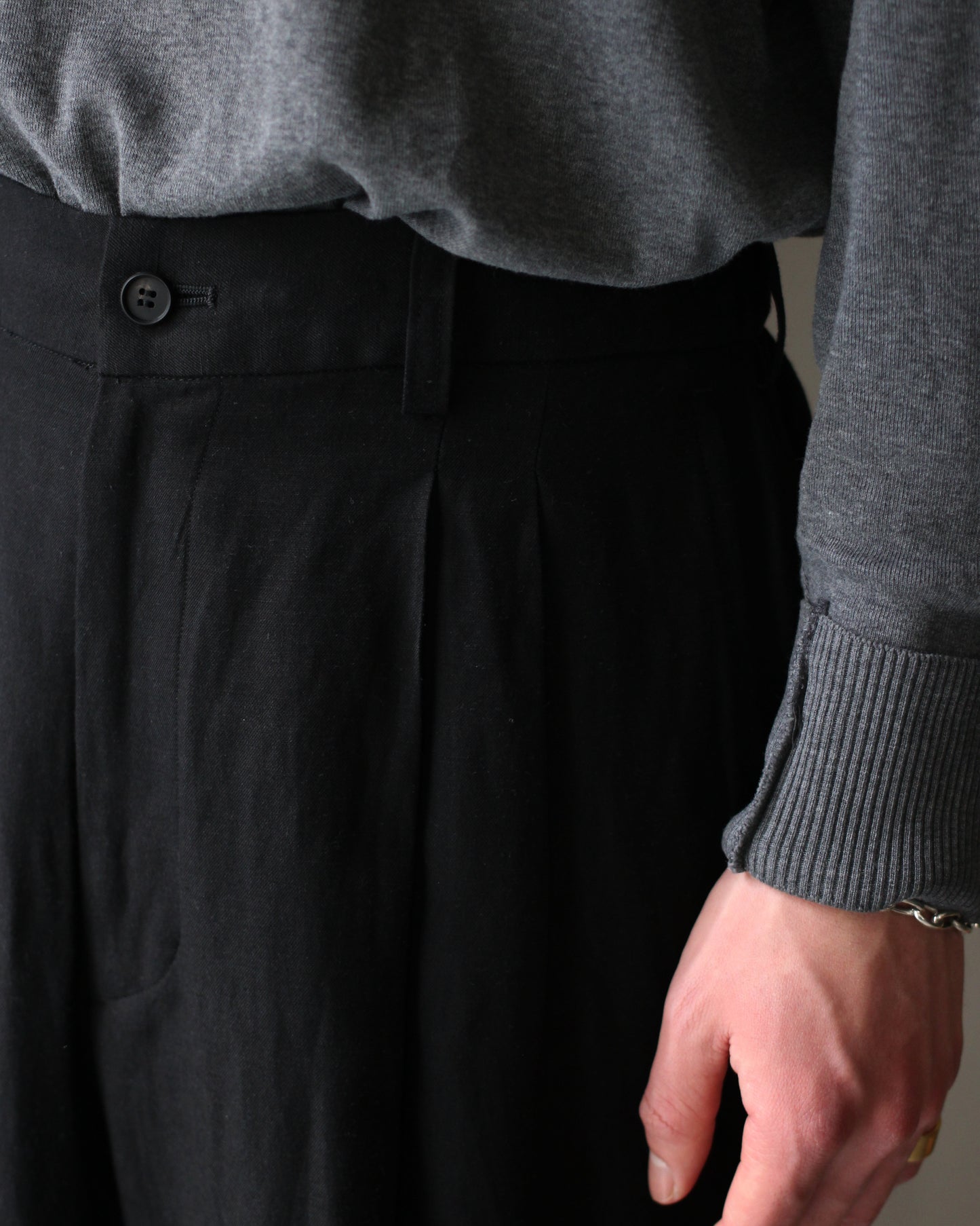 ssstein/VIS/LI/RA TWILL EASY LONG WIDE TROUSERS "BLACK"