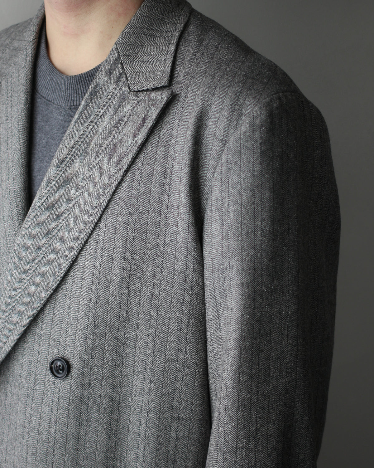 ULTERIOR/W/S HERRINGBONE STRIPE DB JKT "TAUPE GREY"