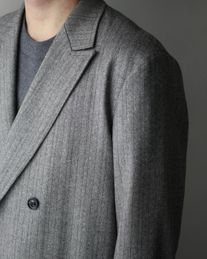 ULTERIOR/W/S HERRINGBONE STRIPE DB JKT "TAUPE GREY"
