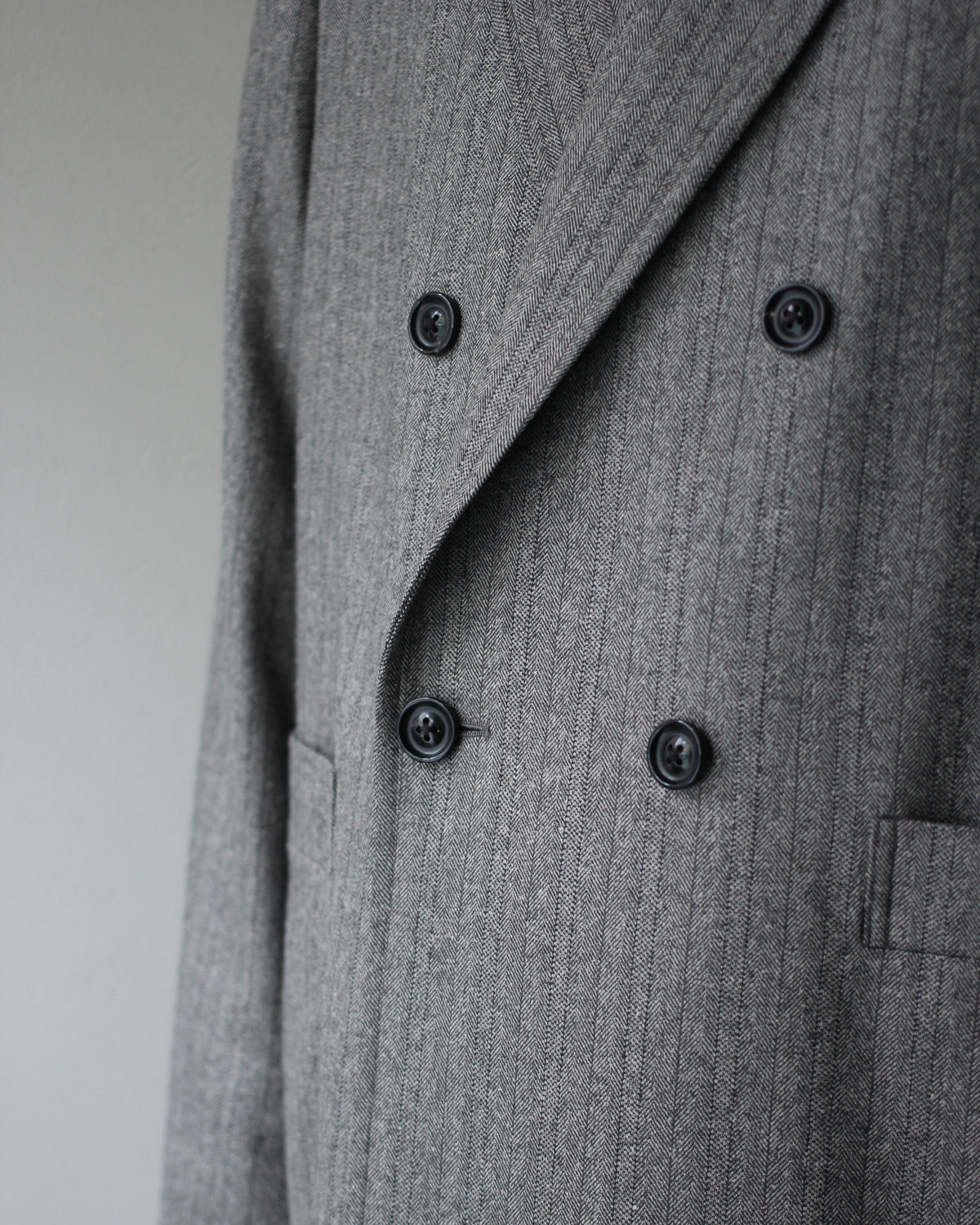 ULTERIOR/W/S HERRINGBONE STRIPE DB JKT "TAUPE GREY"