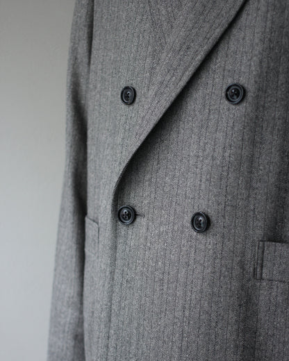 ULTERIOR/W/S HERRINGBONE STRIPE DB JKT "TAUPE GREY"