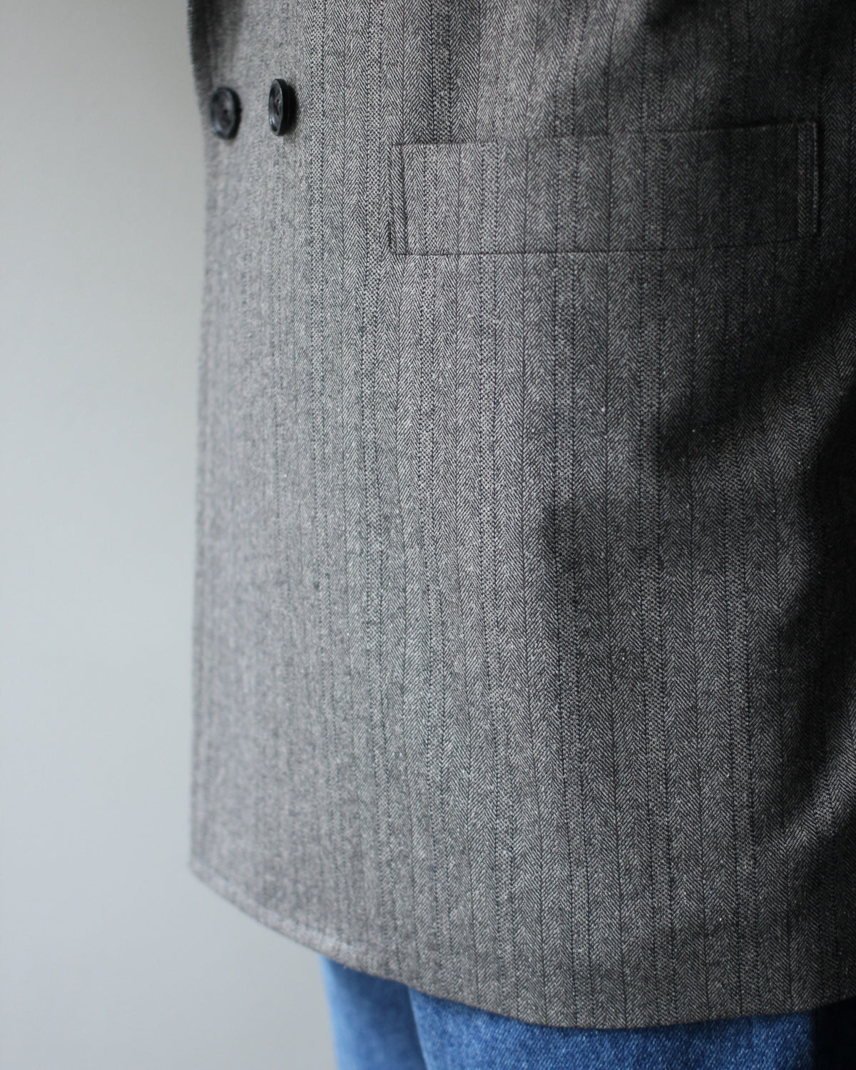 ULTERIOR/W/S HERRINGBONE STRIPE DB JKT "TAUPE GREY"