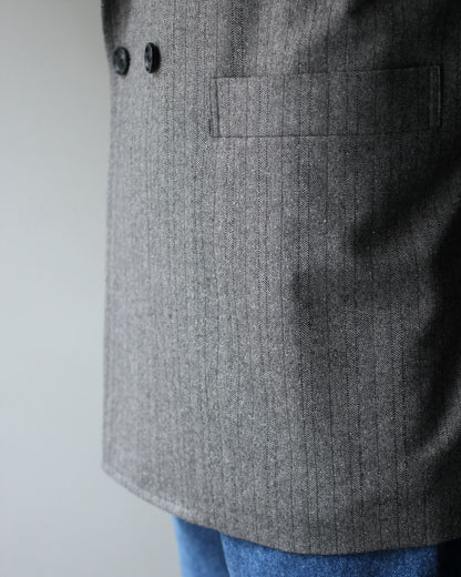 ULTERIOR/W/S HERRINGBONE STRIPE DB JKT "TAUPE GREY"