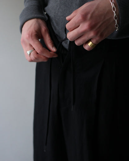 ssstein/VIS/LI/RA TWILL EASY LONG WIDE TROUSERS "BLACK"