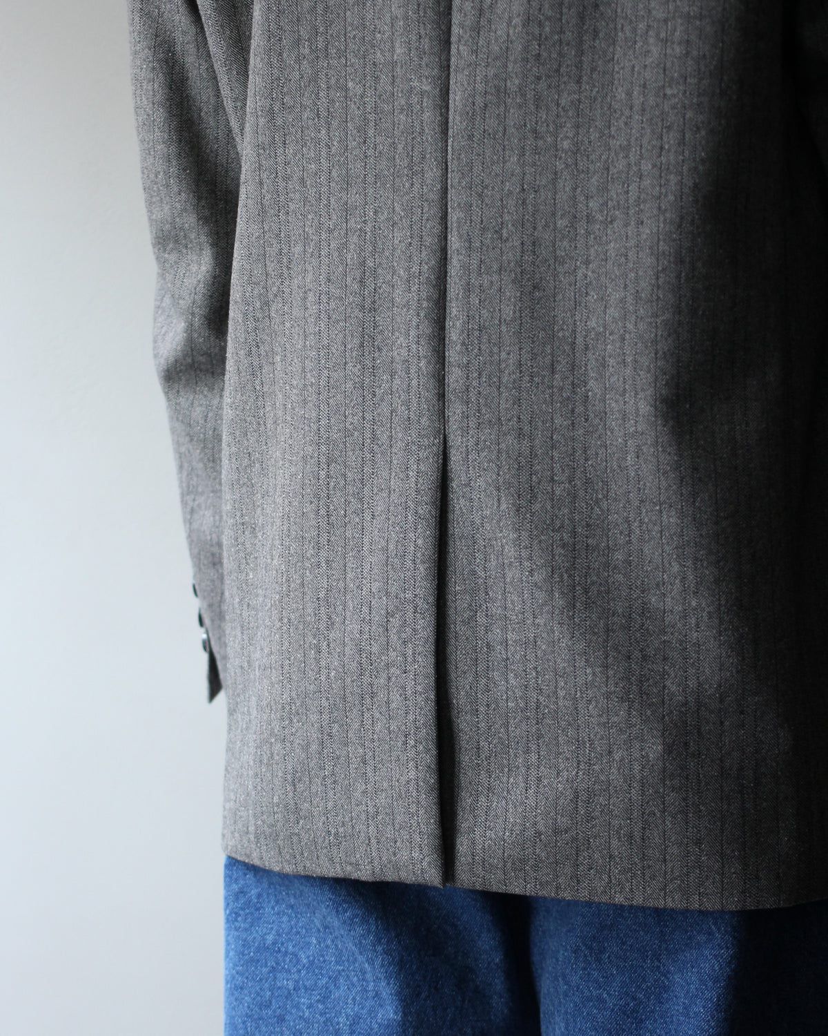 ULTERIOR/W/S HERRINGBONE STRIPE DB JKT "TAUPE GREY"