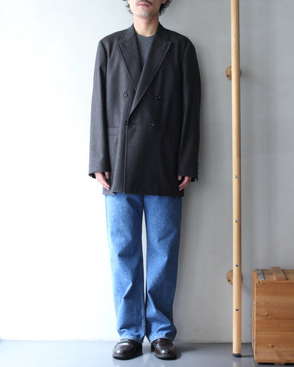 ULTERIOR/MELANGE BARATHEA STRIPE DB JKT "CHARCOAL BROWN"