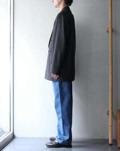 ULTERIOR/MELANGE BARATHEA STRIPE DB JKT "CHARCOAL BROWN"