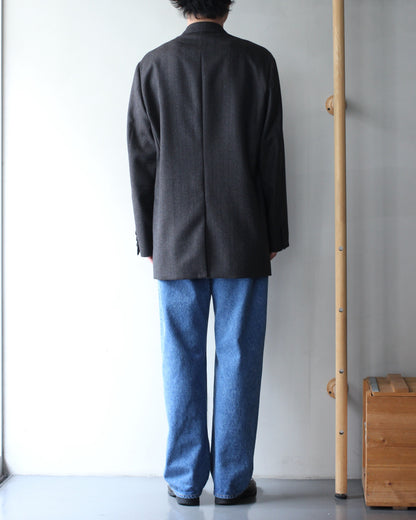 ULTERIOR/MELANGE BARATHEA STRIPE DB JKT "CHARCOAL BROWN"