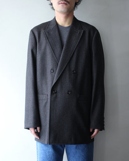 ULTERIOR/MELANGE BARATHEA STRIPE DB JKT "CHARCOAL BROWN"