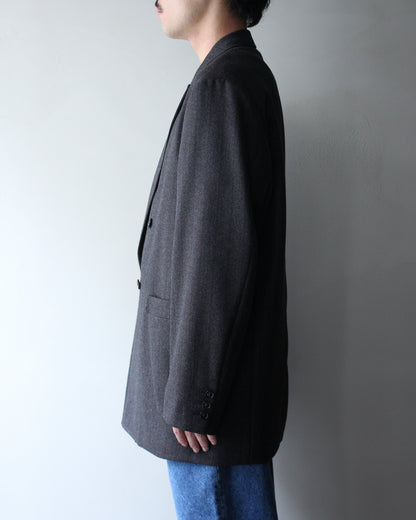 ULTERIOR/MELANGE BARATHEA STRIPE DB JKT "CHARCOAL BROWN"