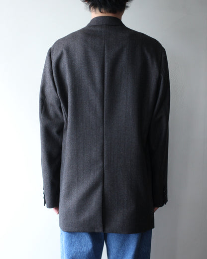 ULTERIOR/MELANGE BARATHEA STRIPE DB JKT "CHARCOAL BROWN"