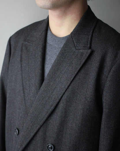ULTERIOR/MELANGE BARATHEA STRIPE DB JKT "CHARCOAL BROWN"