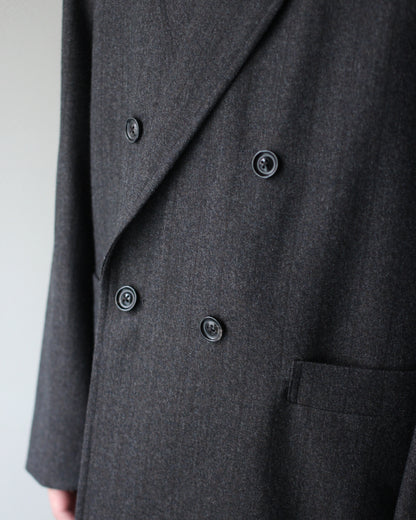 ULTERIOR/MELANGE BARATHEA STRIPE DB JKT "CHARCOAL BROWN"