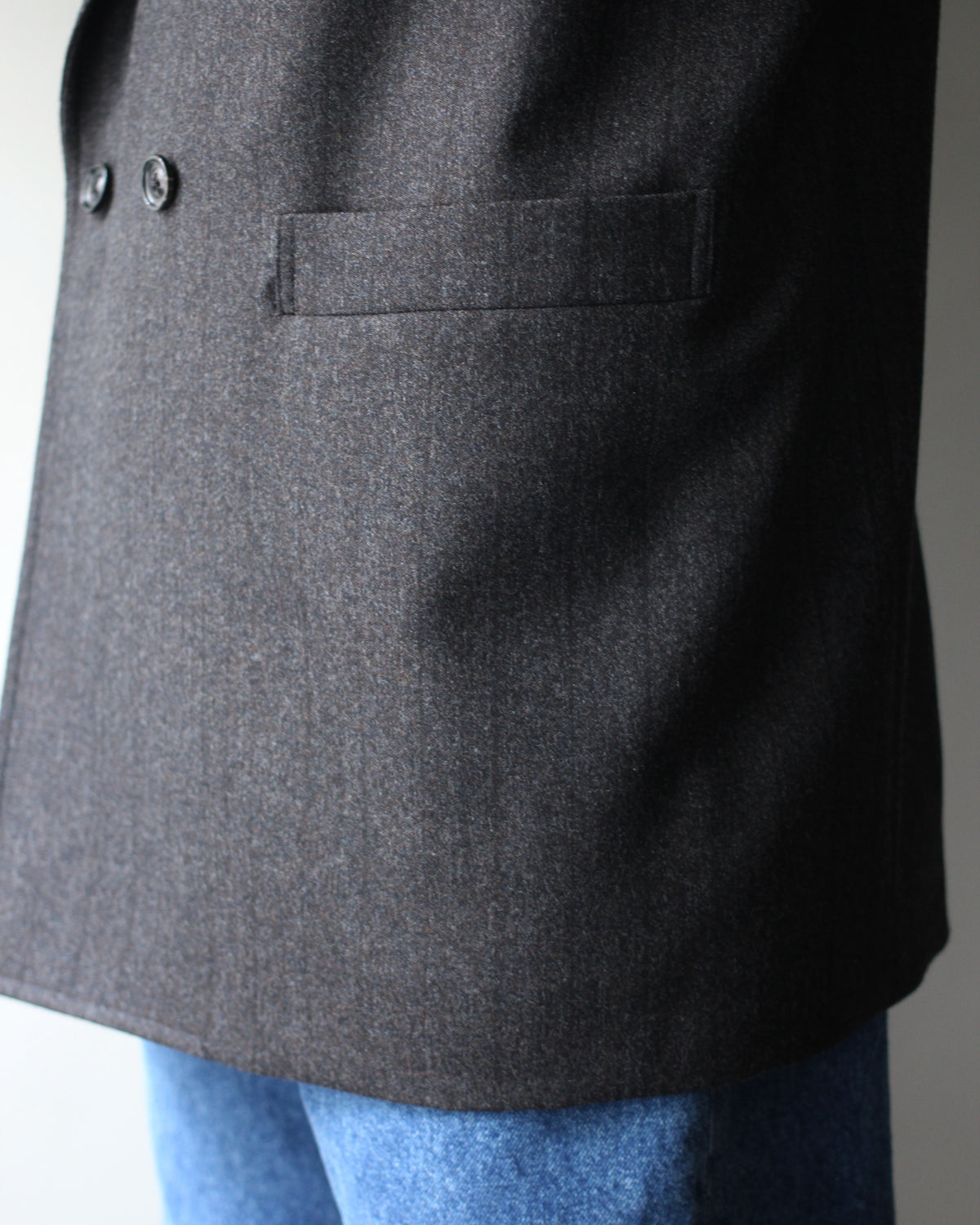 ULTERIOR/MELANGE BARATHEA STRIPE DB JKT "CHARCOAL BROWN"
