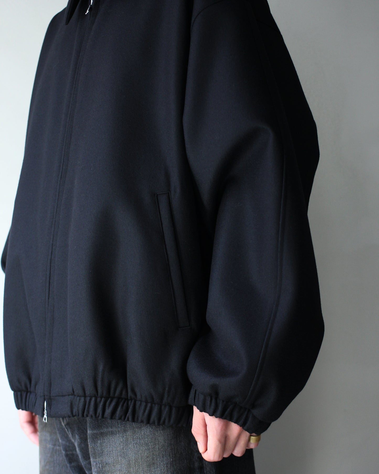 ssstein/MELTON OVERSIZED ZIP JACKET "BLACK"