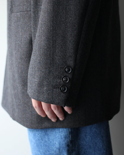 ULTERIOR/MELANGE BARATHEA STRIPE DB JKT "CHARCOAL BROWN"