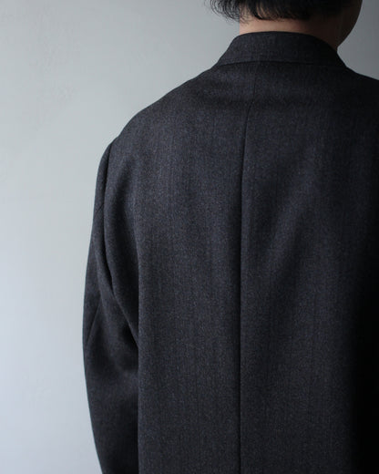 ULTERIOR/MELANGE BARATHEA STRIPE DB JKT "CHARCOAL BROWN"