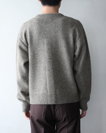 MATSUFUJI/Wool Cardigan Caribou Knit "BEIGE × BROWN"
