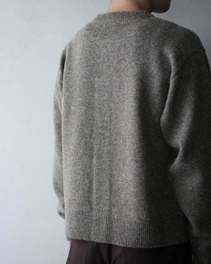 MATSUFUJI/Wool Cardigan Caribou Knit "BEIGE × BROWN"