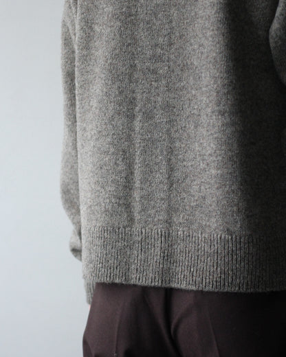 MATSUFUJI/Wool Cardigan Caribou Knit "BEIGE × BROWN"