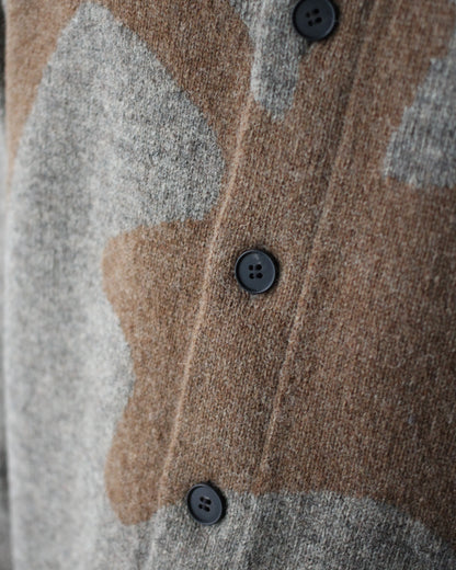 MATSUFUJI/Wool Cardigan Caribou Knit "BEIGE × BROWN"