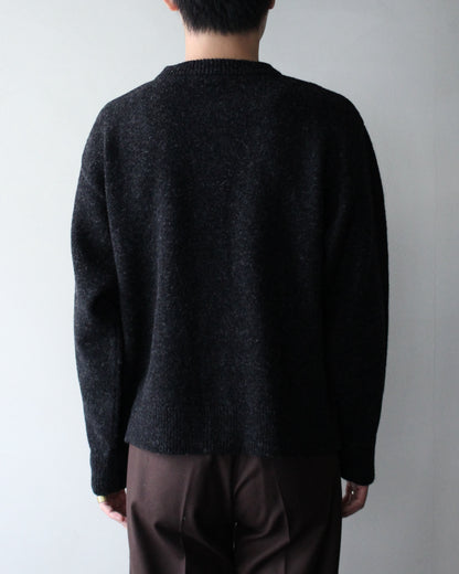 MATSUFUJI/Wool Cardigan Caribou Knit "CHARCOAL × BLACK"