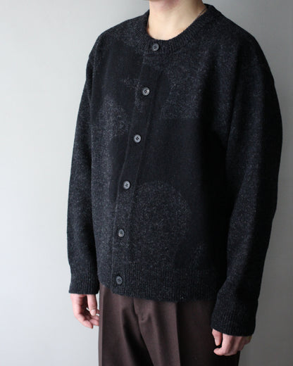 MATSUFUJI/Wool Cardigan Caribou Knit "CHARCOAL × BLACK"