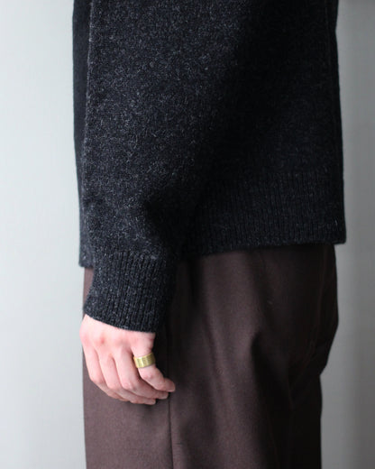 MATSUFUJI/Wool Cardigan Caribou Knit "CHARCOAL × BLACK"