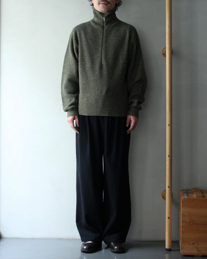 ULTERIOR/W/C MELANGE RIB HALF ZIP KNIT "MOSS"