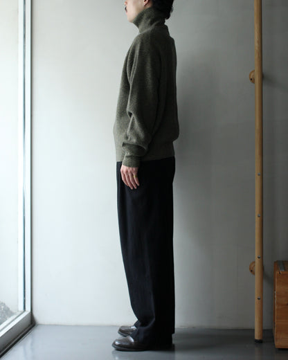 ULTERIOR/W/C MELANGE RIB HALF ZIP KNIT "MOSS"