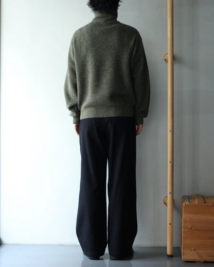 ULTERIOR/W/C MELANGE RIB HALF ZIP KNIT "MOSS"