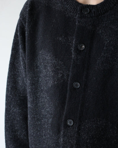 MATSUFUJI/Wool Cardigan Caribou Knit "CHARCOAL × BLACK"