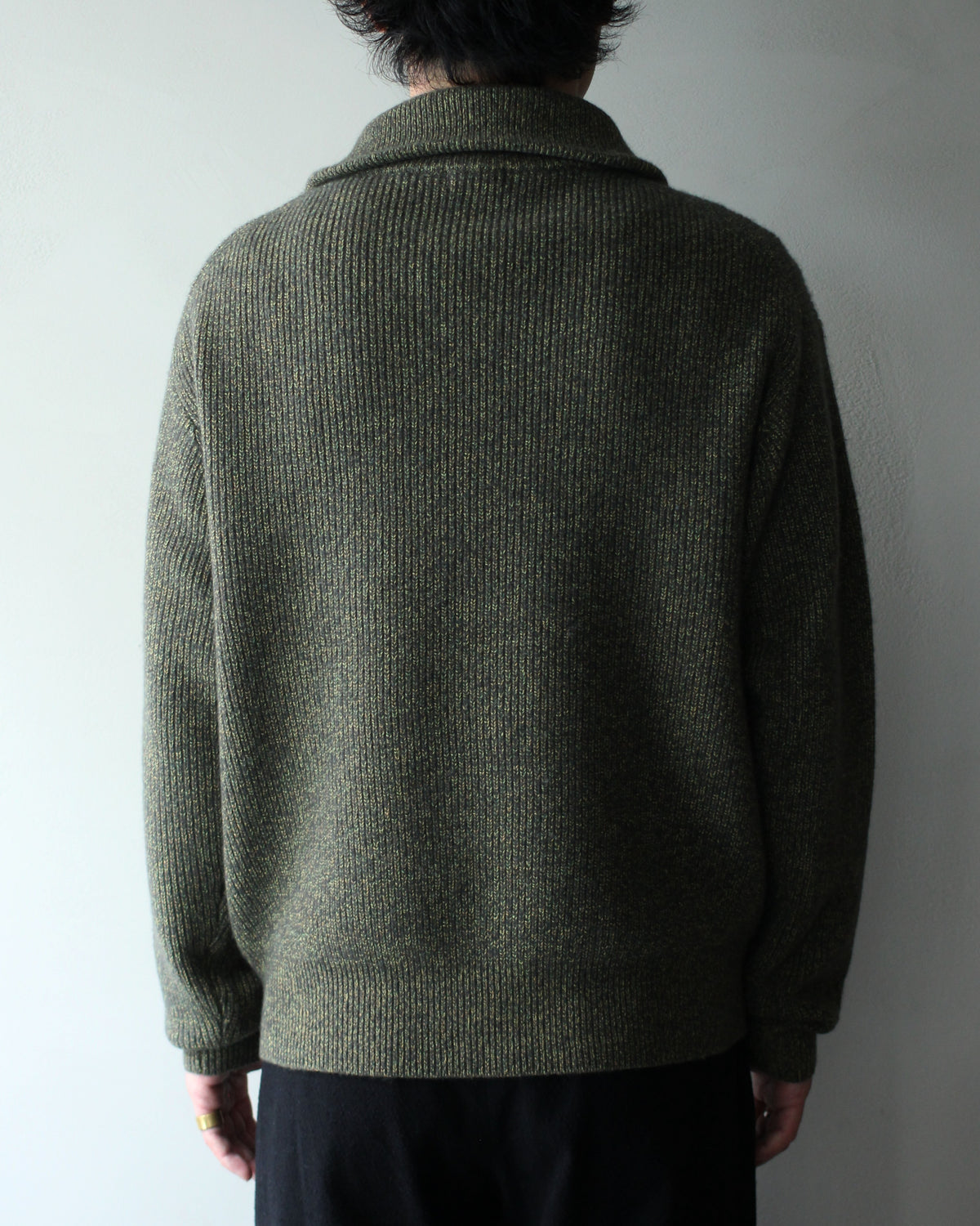 ULTERIOR/W/C MELANGE RIB HALF ZIP KNIT "MOSS"