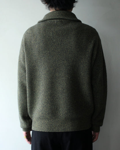 ULTERIOR/W/C MELANGE RIB HALF ZIP KNIT "MOSS"