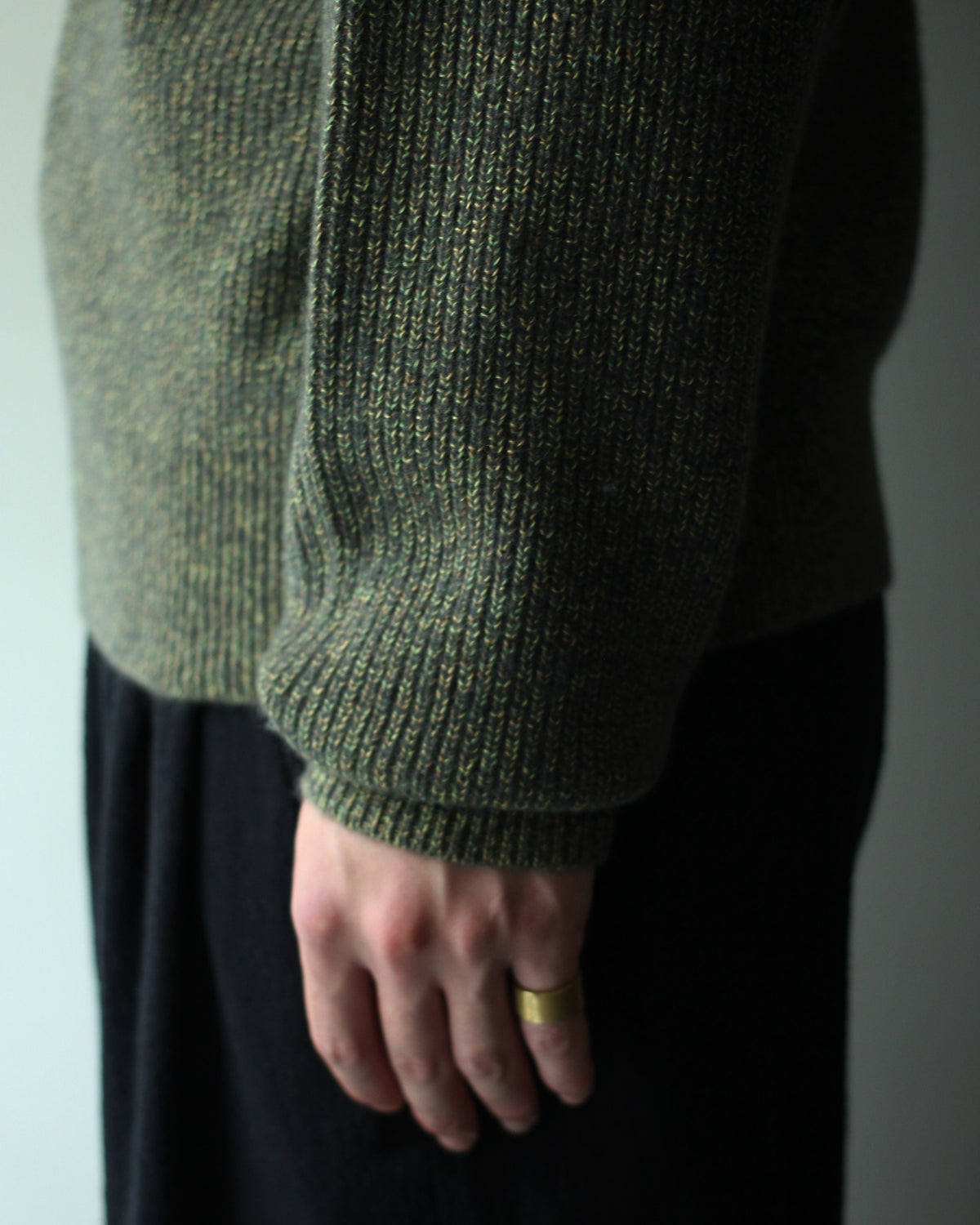 ULTERIOR/W/C MELANGE RIB HALF ZIP KNIT "MOSS"