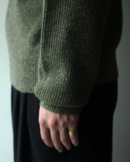 ULTERIOR/W/C MELANGE RIB HALF ZIP KNIT "MOSS"