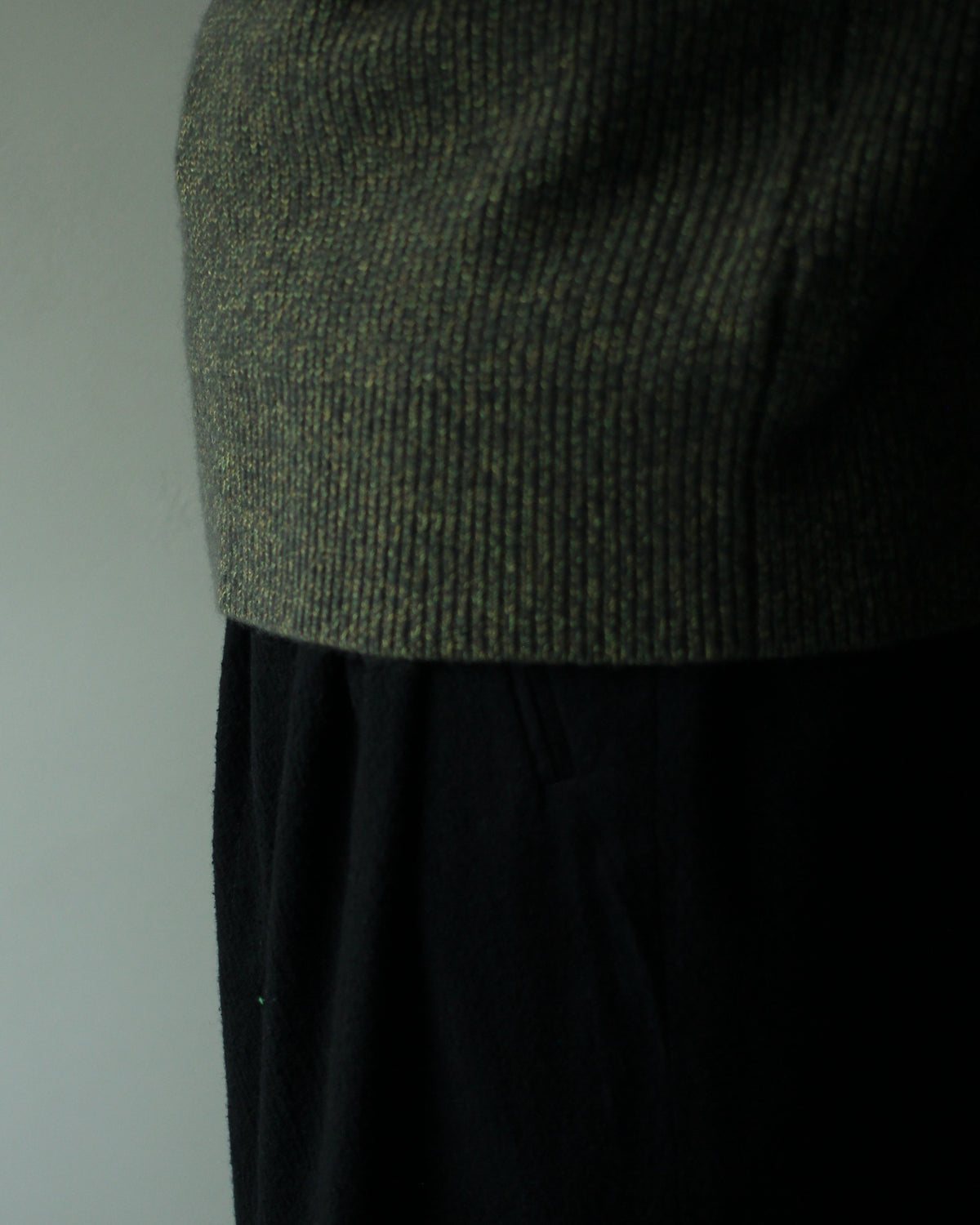 ULTERIOR/W/C MELANGE RIB HALF ZIP KNIT "MOSS"