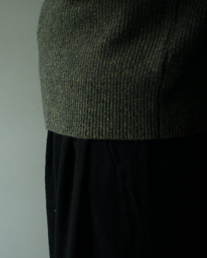 ULTERIOR/W/C MELANGE RIB HALF ZIP KNIT "MOSS"