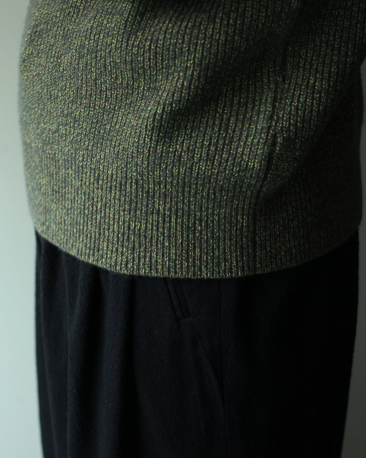ULTERIOR/W/C MELANGE RIB HALF ZIP KNIT "MOSS"