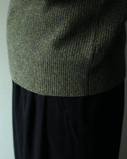 ULTERIOR/W/C MELANGE RIB HALF ZIP KNIT "MOSS"