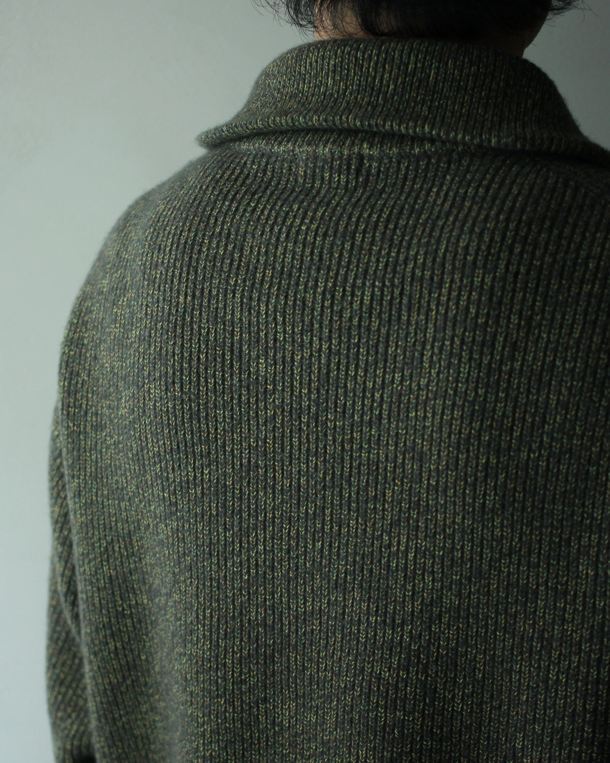ULTERIOR/W/C MELANGE RIB HALF ZIP KNIT "MOSS"