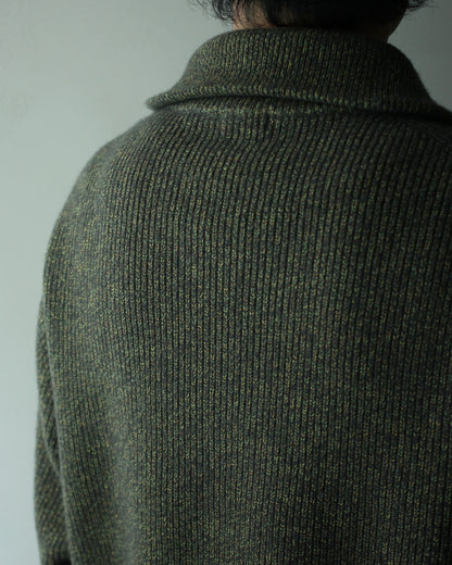 ULTERIOR/W/C MELANGE RIB HALF ZIP KNIT "MOSS"