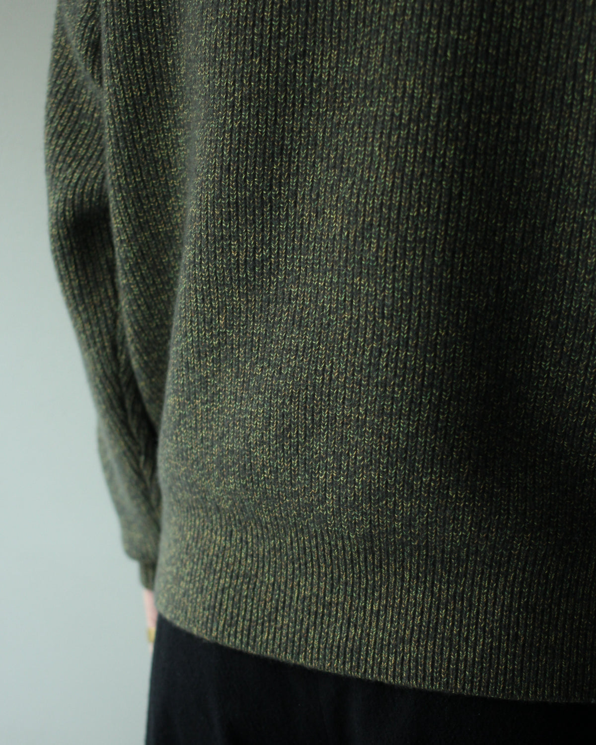 ULTERIOR/W/C MELANGE RIB HALF ZIP KNIT "MOSS"