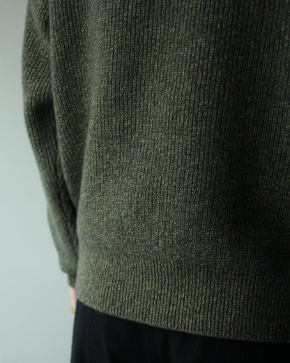 ULTERIOR/W/C MELANGE RIB HALF ZIP KNIT "MOSS"