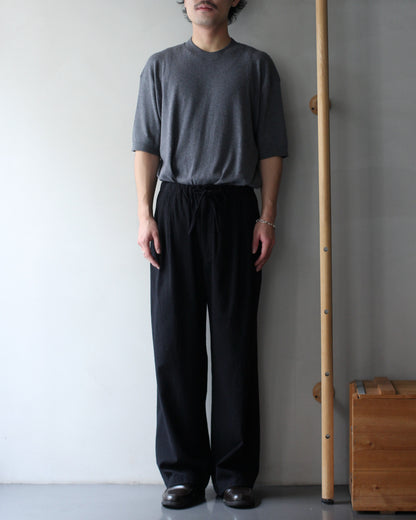 ULTERIOR/WASHED W/S STRIPE DRAWSTRING WIDE PANTS "BLACK"