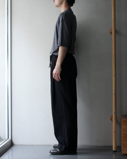 ULTERIOR/WASHED W/S STRIPE DRAWSTRING WIDE PANTS "BLACK"