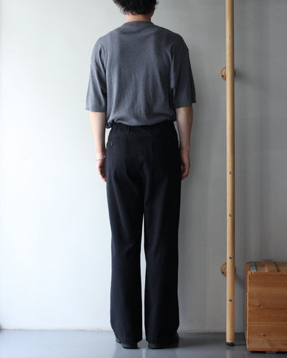 ULTERIOR/WASHED W/S STRIPE DRAWSTRING WIDE PANTS "BLACK"