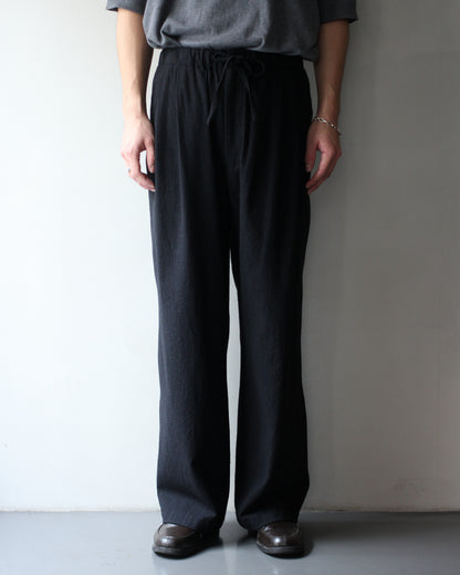 ULTERIOR/WASHED W/S STRIPE DRAWSTRING WIDE PANTS "BLACK"