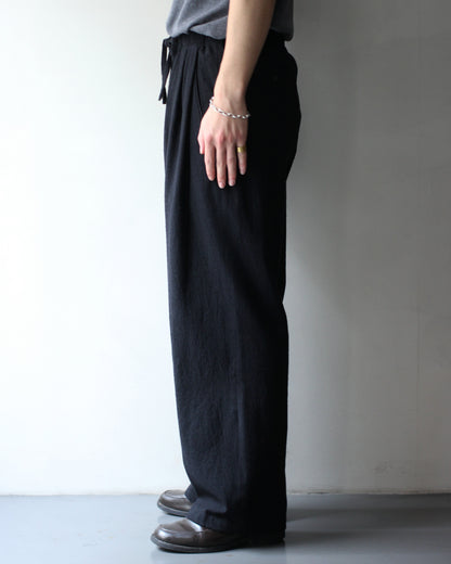 ULTERIOR/WASHED W/S STRIPE DRAWSTRING WIDE PANTS "BLACK"