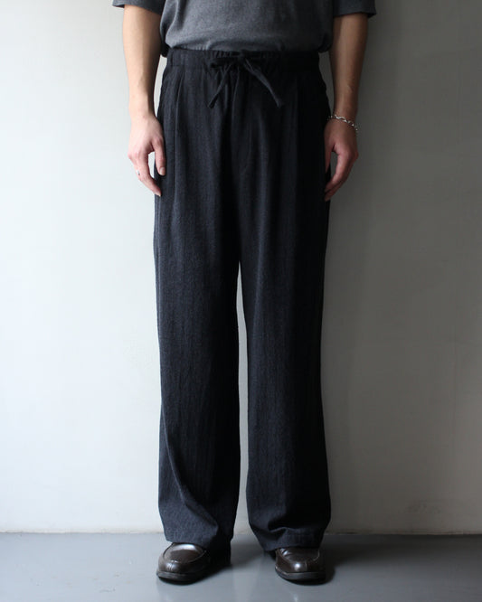 ULTERIOR/WASHED W/S HERRINGBONE DRAWSTRING WIDE PANTS "CHARCOAL"